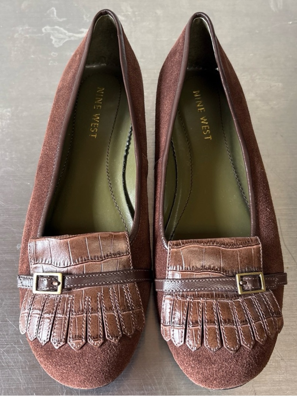 Preppy Academia Brown Suede & Leather Fringe Loafers✨